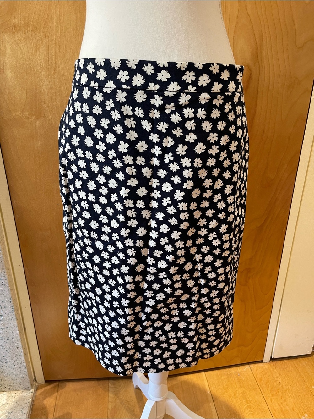 J.Crew Navy Pencil Skirt with flowers —Size 14